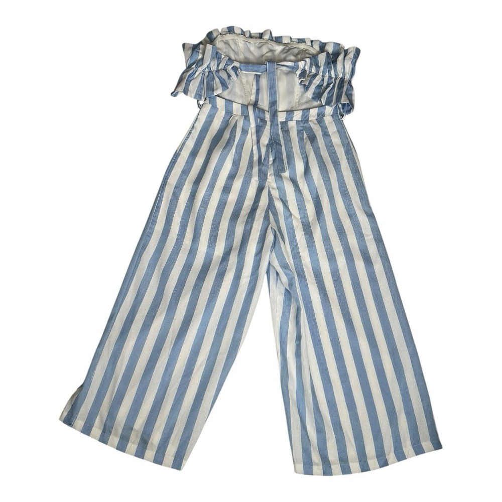 Entro Voluminous Top‎ Wide Leg Blue White Striped Jumpsuit Size Medium - Picture 3 of 12